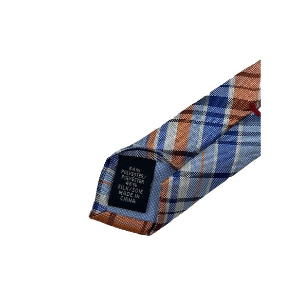 Tommy Hilfiger Men’s Plaid Tie Blue Orange White Check  57.5" x 3" - Picture 5 of 5